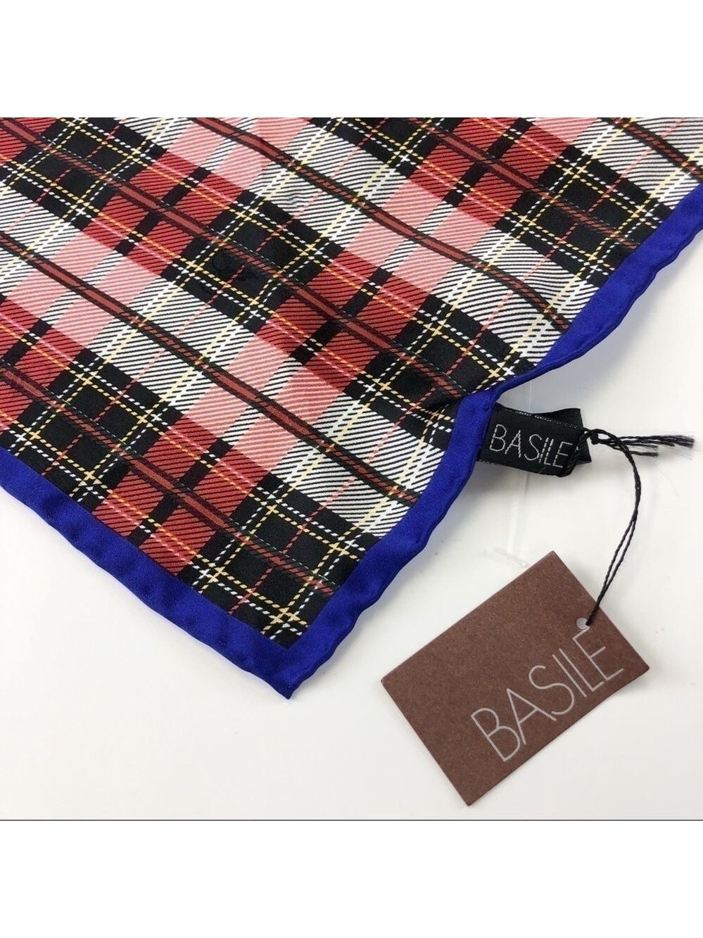 𝅺BASILE NEW silk twilly triangle scarf Heritage classic checks plaid
